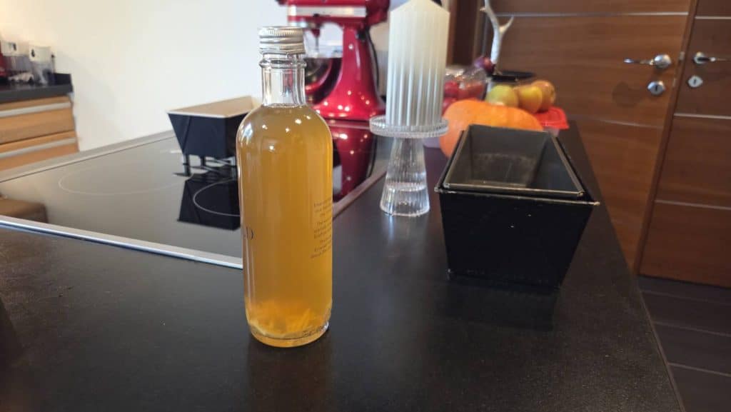 Ginger and lemon second ferment kombucha bottled and ready for second fermentation.