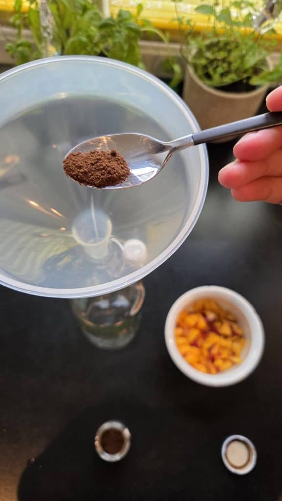 Vanilla Powder on a tea spoon to fill into the bottle