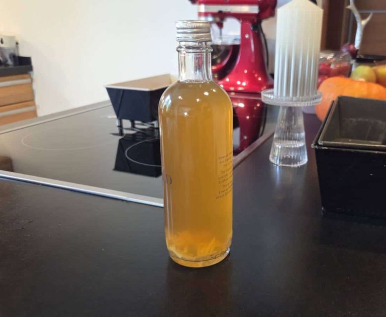 Ginger and lemon second ferment kombucha bottled and ready for second fermentation.